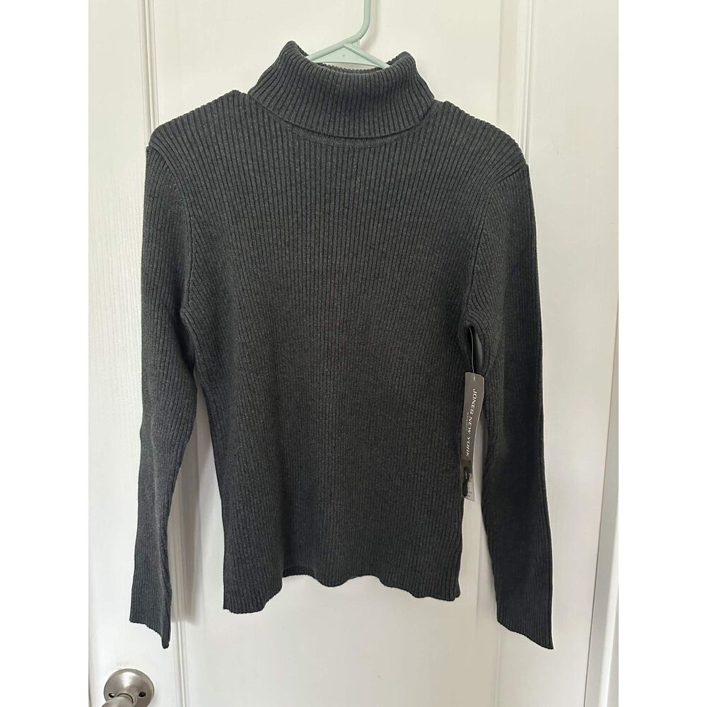 Jones New York Sport Ribbed Turtleneck Sweater NWT Gray Cotton Size M - Picture 4 of 7